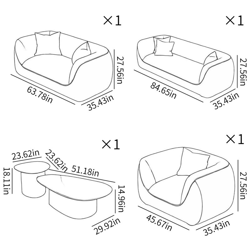 Modern Simple Sofa Coffee Table Combination