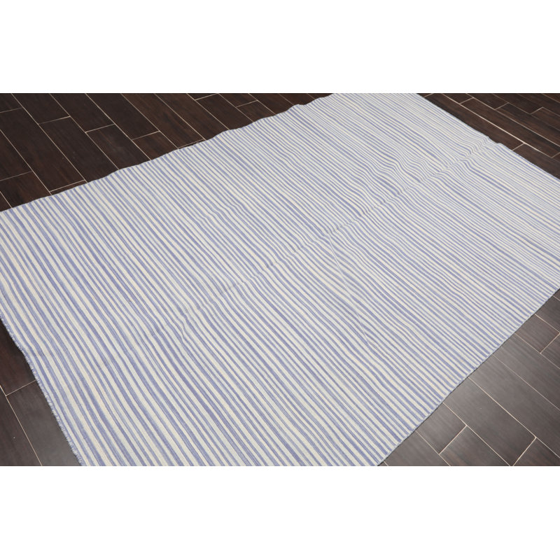 Tapis de zone en laine 5 pi x 8 pi noué la à la main one-of-kind Horning