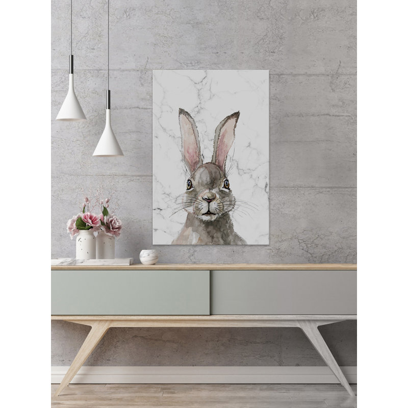 Bewildered Rabbits Thinking Rabbit Print on Wrapped Canvas, 24" H x 16" W x 1.5" D