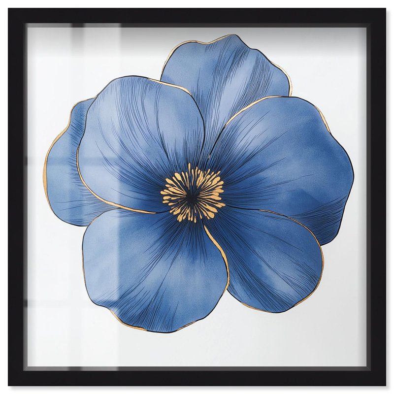 Décoration murale florale bleue «Brilliance II» par Art Remedy, H 13 po x l 13 po, Noir