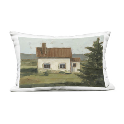 Secluded Cottage View Outdoor Printed Pillow, design by Ethan Harper