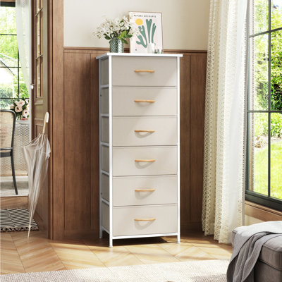 Annyka 6 Drawer Lingerie Chest, White and Beige