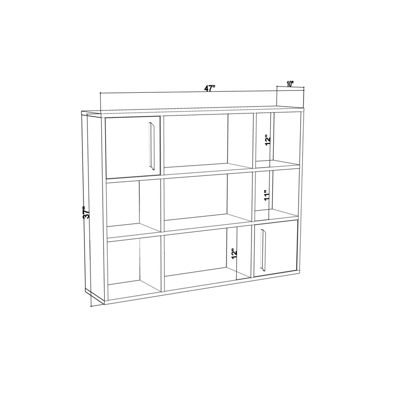 94cm H x 119.4cm W Standard Najiyyah Bookcase, White/Anthracite