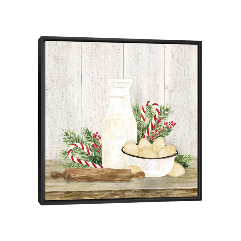 «Christmas Kitchen II» par Tara Reed - reproduction d'art, Aucun mat, H 26 po x l 26 po x P 1,5 po, Toile avec cadre noir