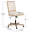 Chaise de bureau rustique beige et naturelle avec fonction pivotante et siège réglable en hauteur avec options de pivotement et de levage