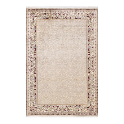 One-of-a-Kind 6' 1" X 9' 1" 2010s Wool Area Rug in Ivory
