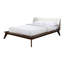 Lit double avec tête de lit à oreilles en tissu beige noyer, style Mid-Century moderne, plateforme en bois massif, angles coniques pour chambre à coucher-1486206666