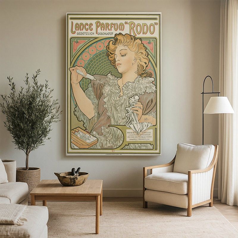 Lance Parfum «Rodo» - Toile tendue avec châssis par Alphonse Mucha, 32 x 48