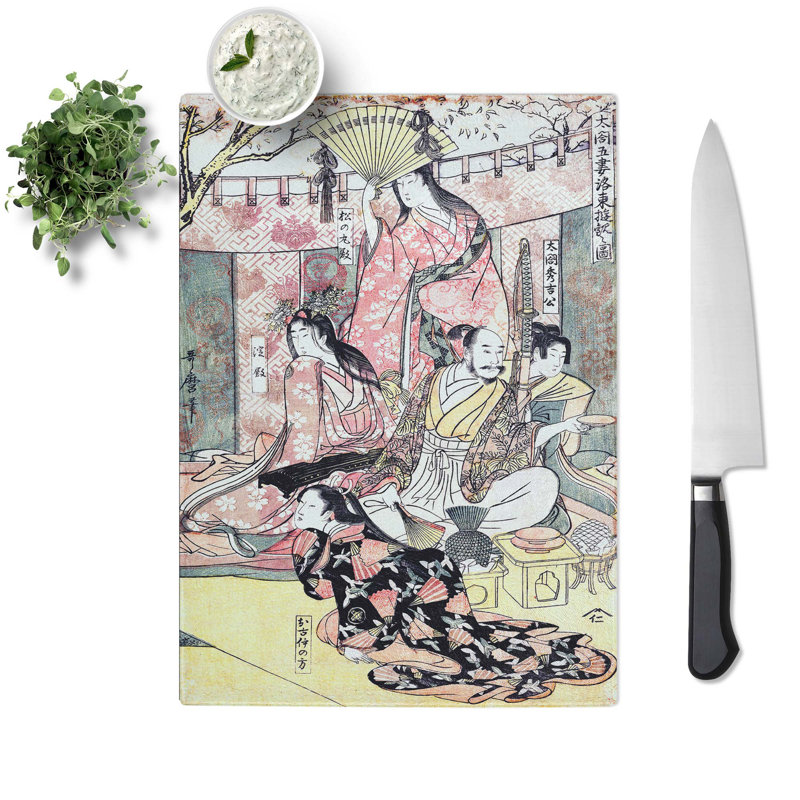 Tempered Glass Toyotomi Hideyoshi by Kitagawa Utamaro Chopping Board, 20cm W x 28.5cm L