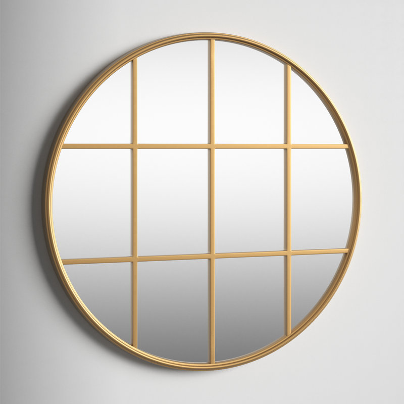 Karle Metal Flat Wall Mirror, Brass, 31.5" x 31.5"