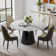 Modern Matte WhiteDining Room Sets, Pre-Assembly Round Dining Table Sets, Sintered Stone Tabletop Kitchen Dining Table Set with PU Upholstered Chairs
