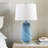 20" Elegant Blue Confetti Glass Table Lamp with Acrylic Base and White Drum Shade