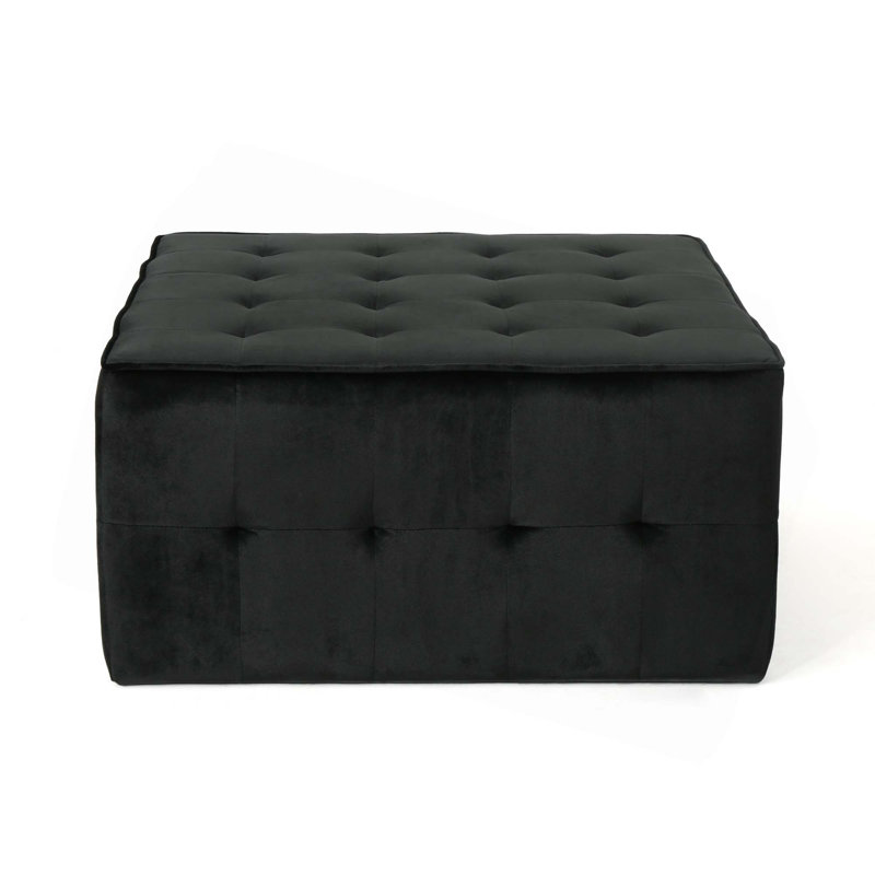 Parry 31" W x 31" D x 15.75" H Tufted Velvet Cocktail Ottoman , Black