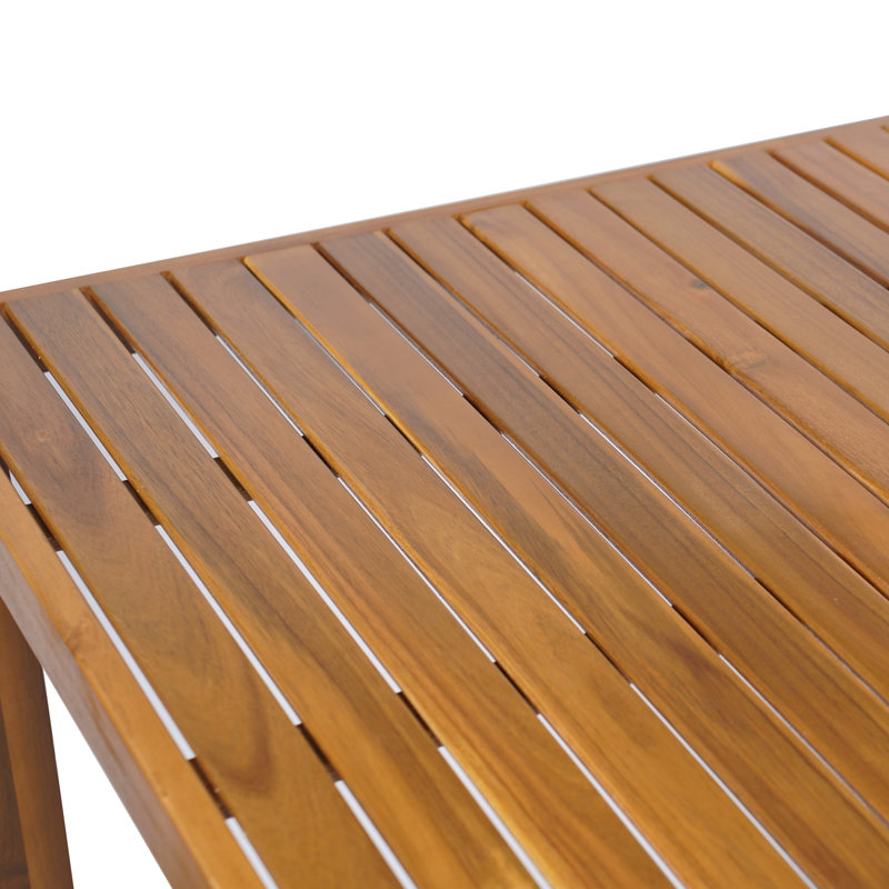 Arian Patio Square Acacia Wood Bar Table With Slatted Top, Teak