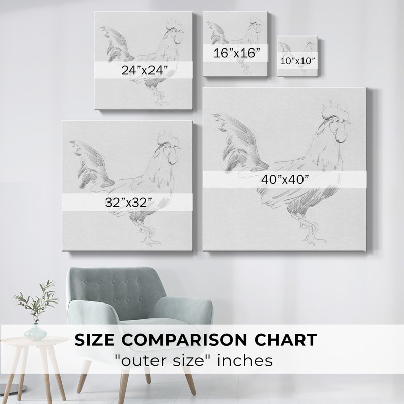 «Big Rooster S croquis I» sur toile, H 24 po x l 24 po