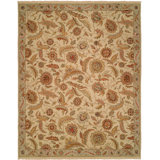 Wool Floral Area Rug in Beige