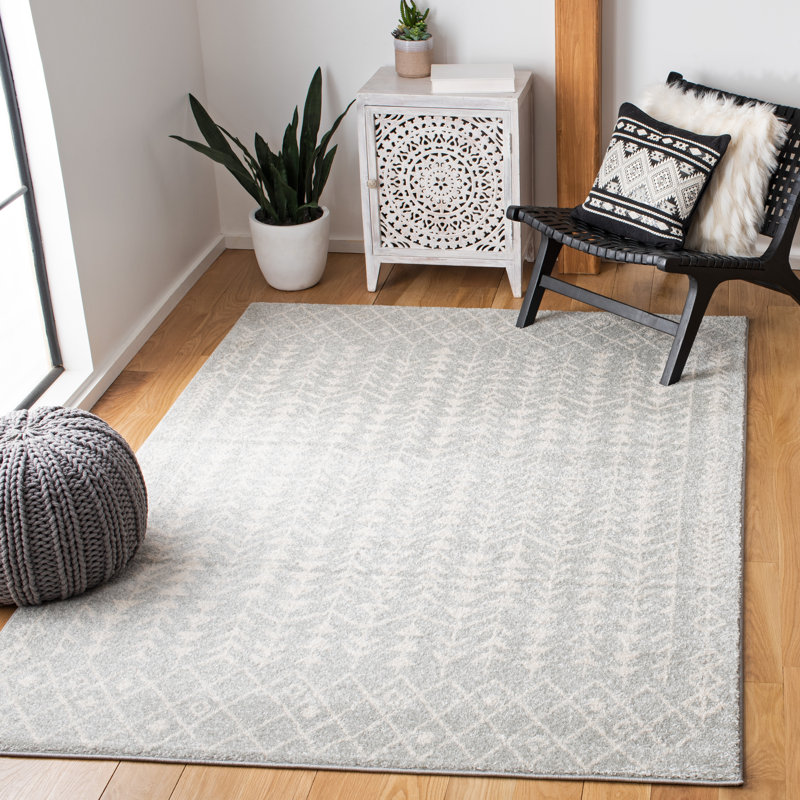 Tapis gris clair / ivoire Dickinson Southwestern, Rectangle 8 pi x 10 pi