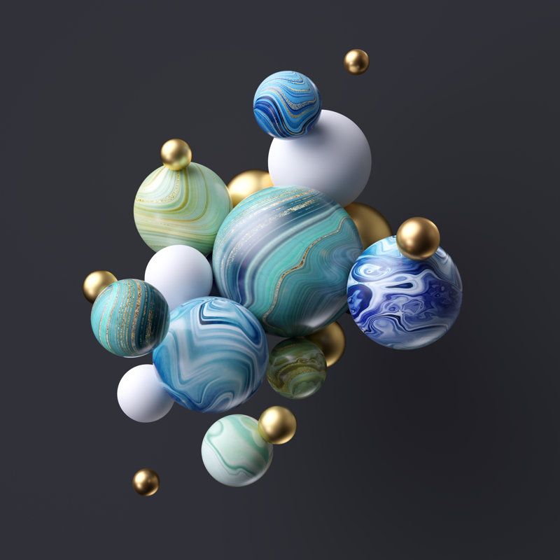 3D Abstract Marble Balls. - Wrapped Canvas Print, 76cm H x 76cm W x 3.8cm D