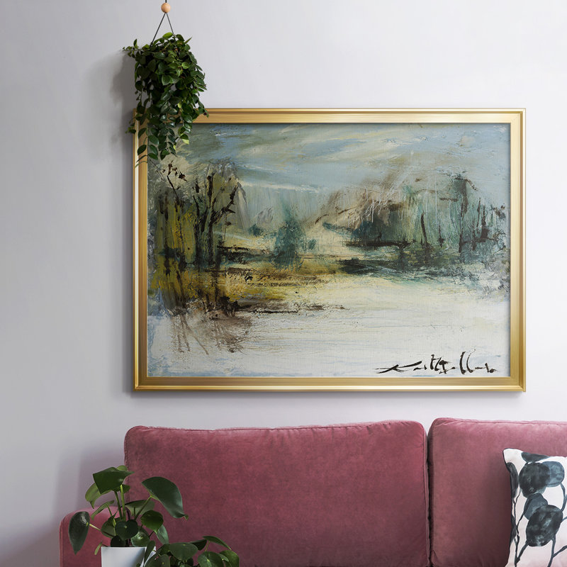 Toile tendue avec châssis Wintery Horizon II, Or, H 18 po x l 26 po x P 1,5 po