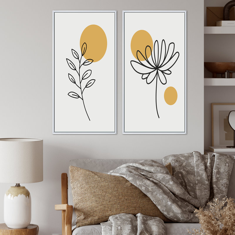 Art floral mural lune, peinture abstraite rétro - conception florale rétro créative avec pleine lune I, H 40 po x l 40 po