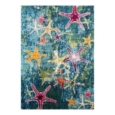 Tapis bleu marine à motif animalier Esposito