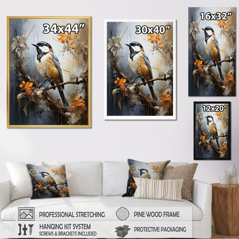 Transcendent Neutrals Portray Birds As Spiritual - Art mural sur toile, Cadre flottant blanc, H 32 po x l 24 po x P 1 po