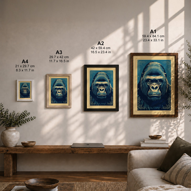 Harambe Retro - Framed Print, Walnut, A4 - 29.7 x 21.0 cm