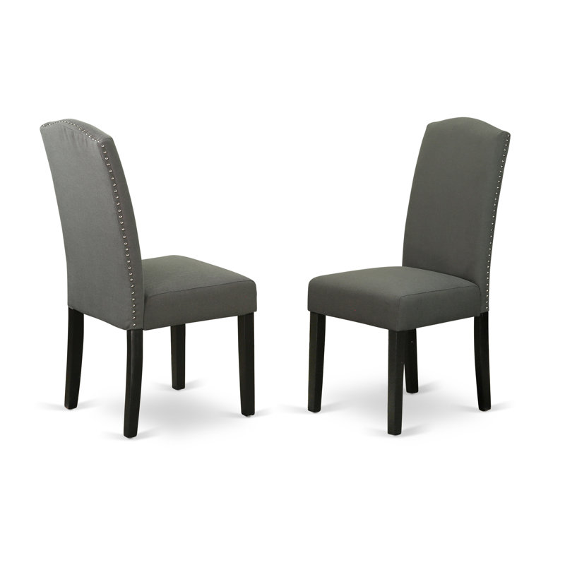 Chaises de cuisine Parson Encinal - ensemble de 2 chaises de salle à manger rembourrées en lin gris Gotham, Gris Gotham foncé