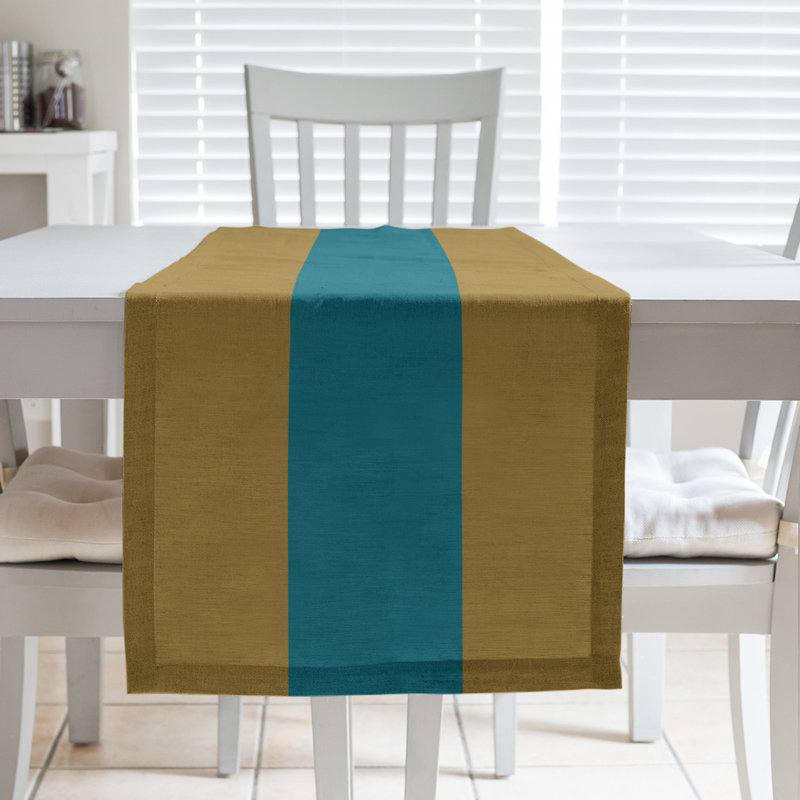 Cleveland Throwback Football Stripes Table Runner, 72" L x 16" W, Cotton Blend, Jacksonville Throwback Football Green/Yellow