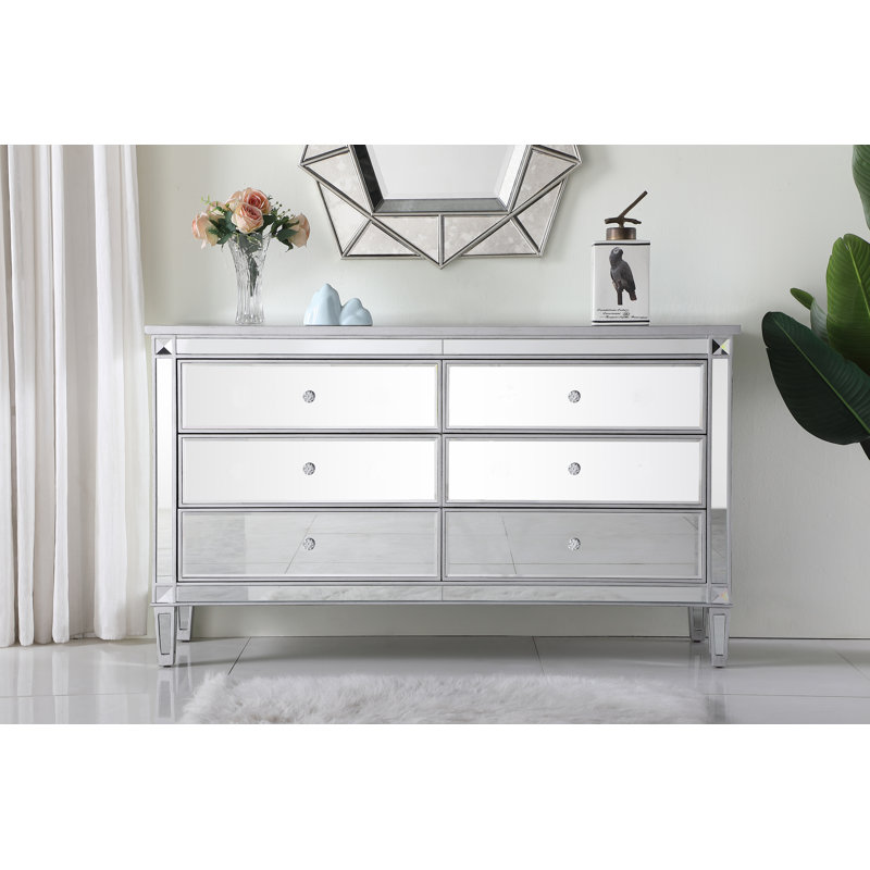 Commode double l 6 po SPARKS, En miroir / argenté