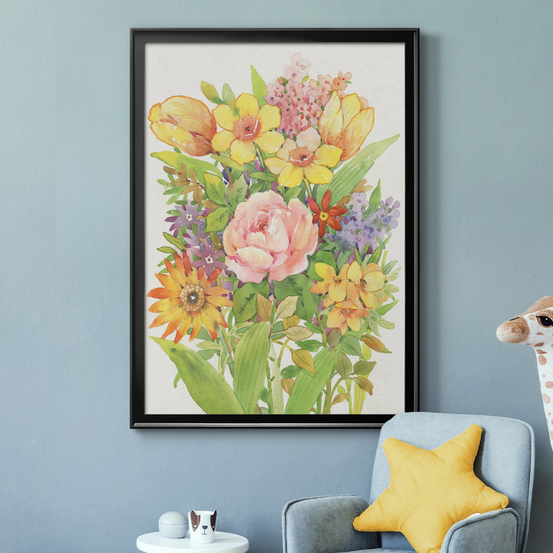 Floral Mix II, toile encadrée de qualité supérieure - prête à être accrochée, H 42,5 po x l 30,5 po x P 1 po, Noir