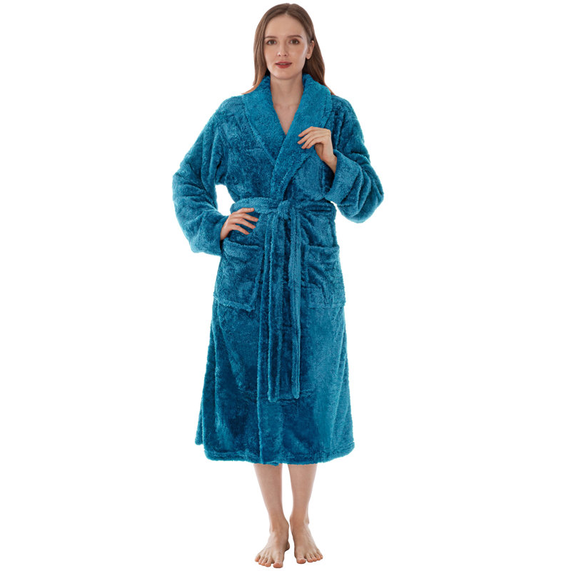 Peignoir en polaire pour femmes avec poches Lamartine, TG, Bleu sarcelle