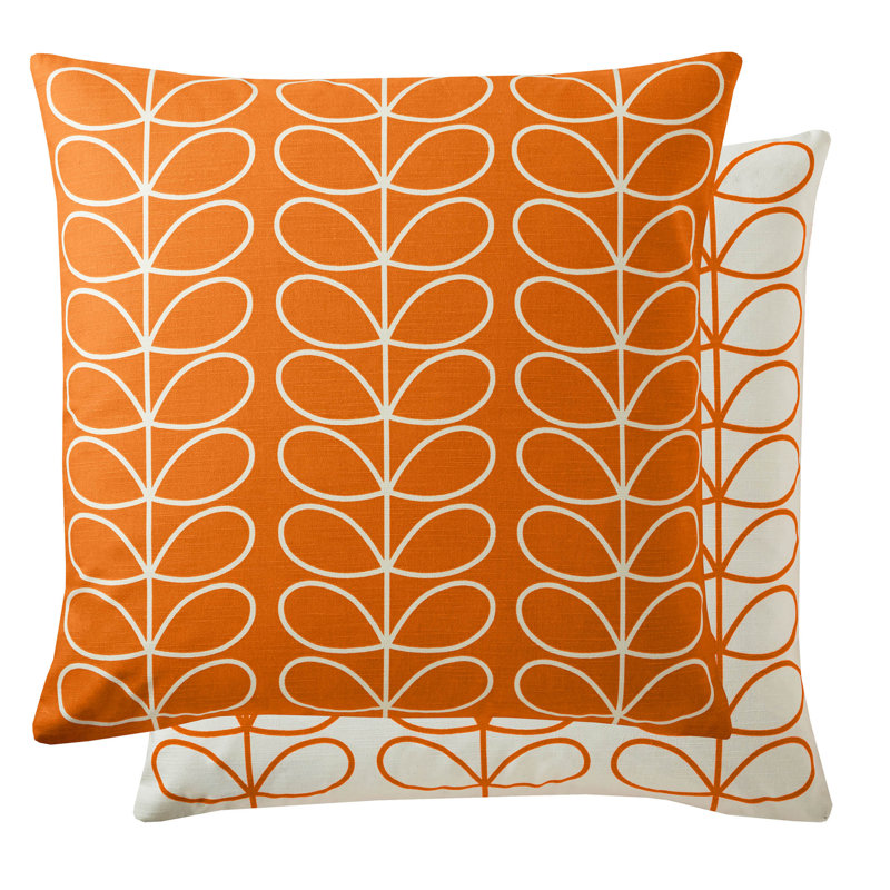 Small Linear Stem Cushion, Orange/White