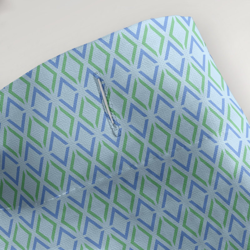 Rideau de douche simple hexagonal classique, Classic Hexagonal, Bleu / Vert