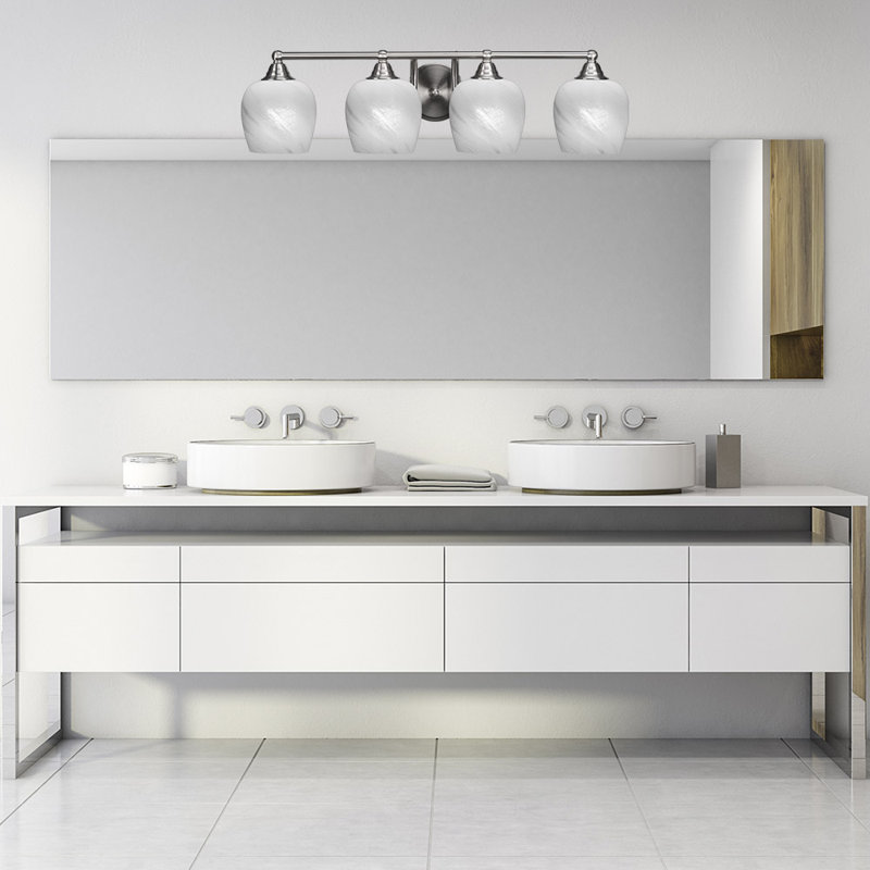 Barre d'éclairage de salle de bain 4 lumières Michell, Nickel brossé