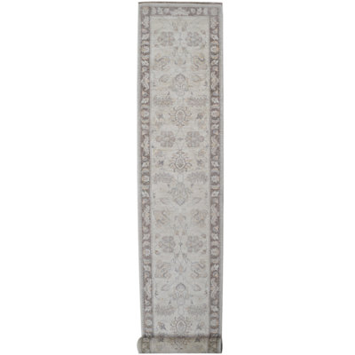 One-of-a-Kind 2'6" X 13'11" 2010s Runner Wool Area Rug in Gray