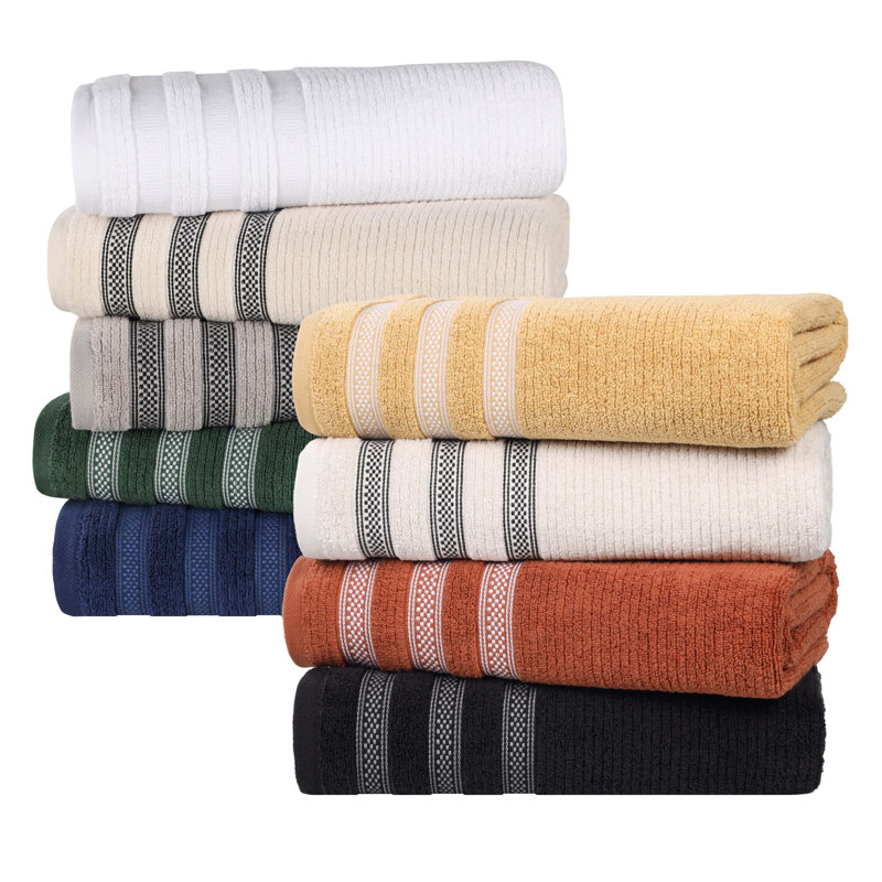 Ensemble de serviettes de salle de bain 8 pièces Orley Zero Twist, Ivoire, Ensemble de serviettes 8 pièces
