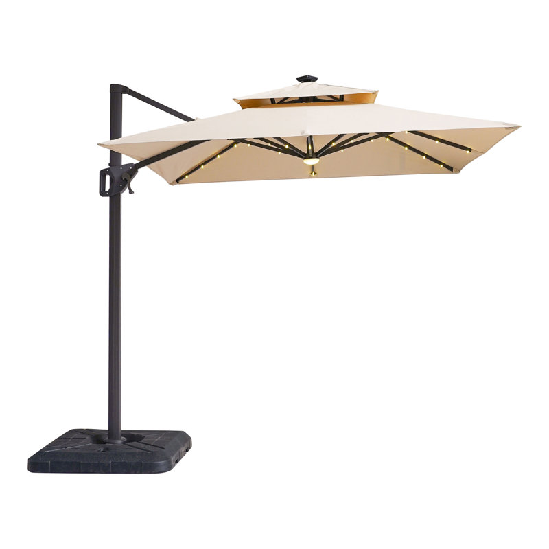 Parasol lumineux en porte-à-faux 98,5 po Sopha, Beige