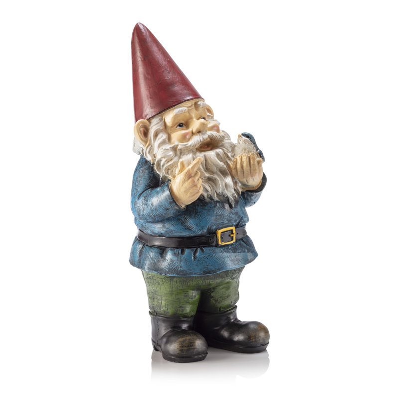 Nyla Gnome Statue with Hand Behind His Back, Multicolor