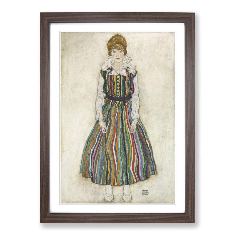 Portrait of Edith by Egon Schiele - Framed Print, 65cm H x 48cm W x 2cm D, Walnut Framed