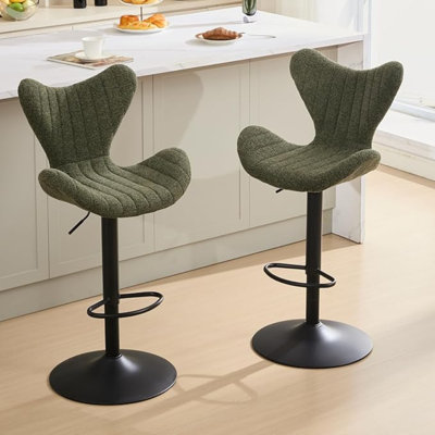 Swivel Upholstered Adjustable Height Counter Stool with Metal Frame