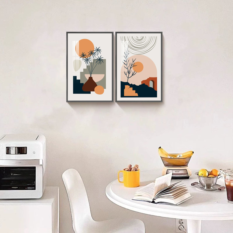 Marialys Boho, œuvre d'art encadrée sur toile, 2 pièces, Cadre noir, H 16 po x l 24 po x P 1 po