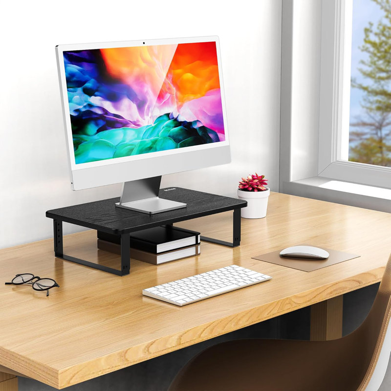 Monitor Stand Riser, Height Adjustable Laptop Stand, Computer Monitor Stand For Monitor, Computer,Laptop,Printer (Black)