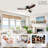 52-Inch Ceiling Fan With Light, 3 Dark Walnut Wood Blades, Remote Control, Reversible DC Motor For Living Room-143533723-143533720