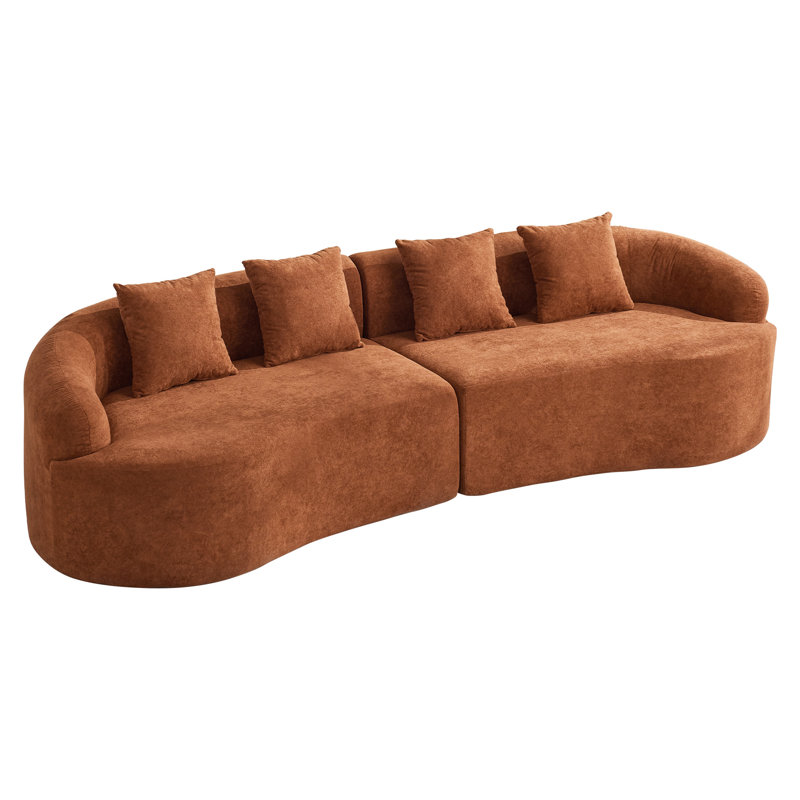 Canapé incurvé Boneless en chenille - sans assemblage, Orange, 4