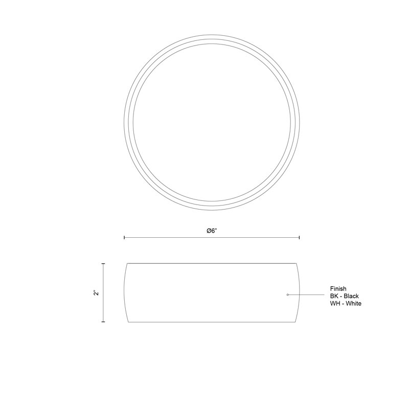 Savile 1 - Light LED Flush Mount, White, 2"H x 6"W x 6"D