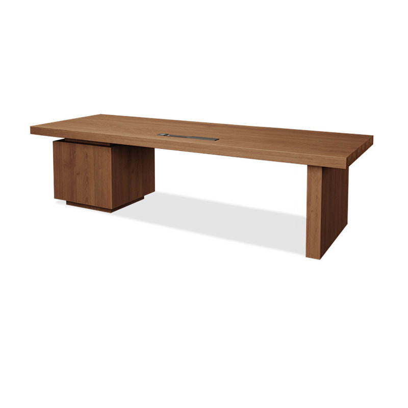 Brown Rectangular Solid Wood With 3 Drawers Desks, 29.53" H x 86.61" W x 31.5" D