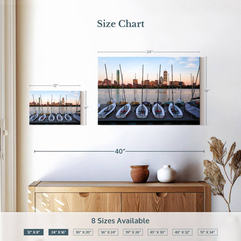 Mehar Sailboats Docked In Boston, 16" H x 24" W