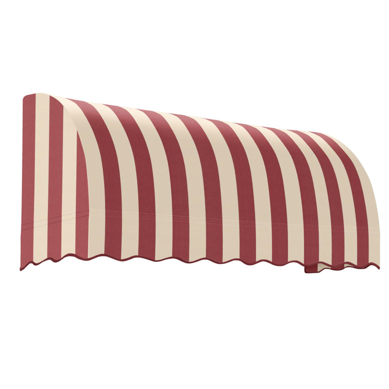 Awntech Savannah Acrylic Fabric Fixed Awning, Burgundy/Tan Stripe, 44" H x 124.5" W x 36" D