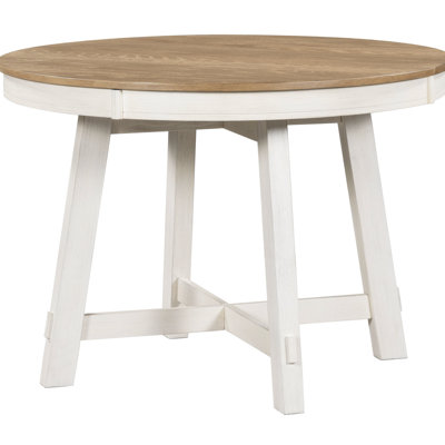 Round Extendable Dining Table with Leaf Wood Kitchen Table